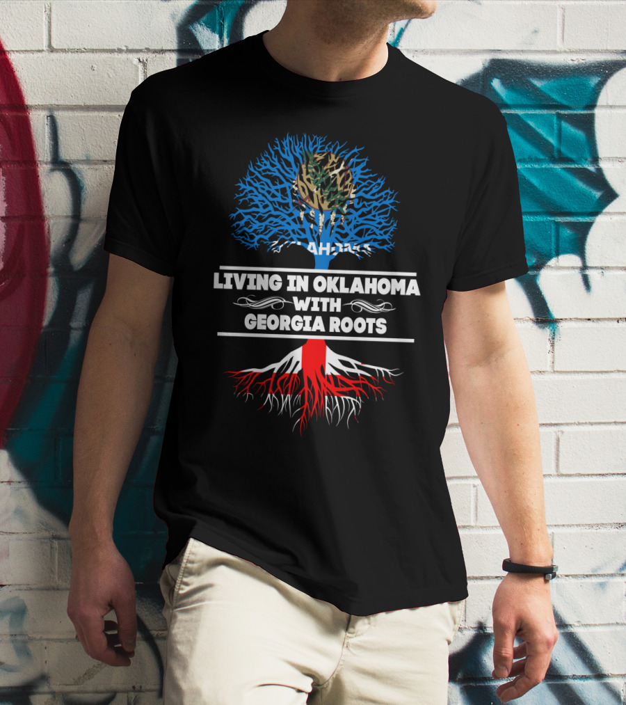 Oklahoma Flag Tree Symbolizing Georgia Roots Heritage And Connection T-Shirt