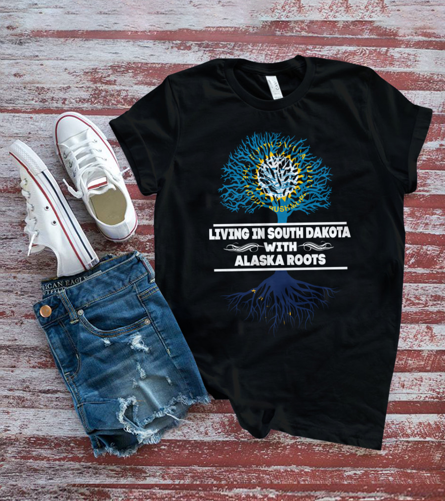South Dakota Living Alaska Roots Tree Design With State Icons T-Shirt