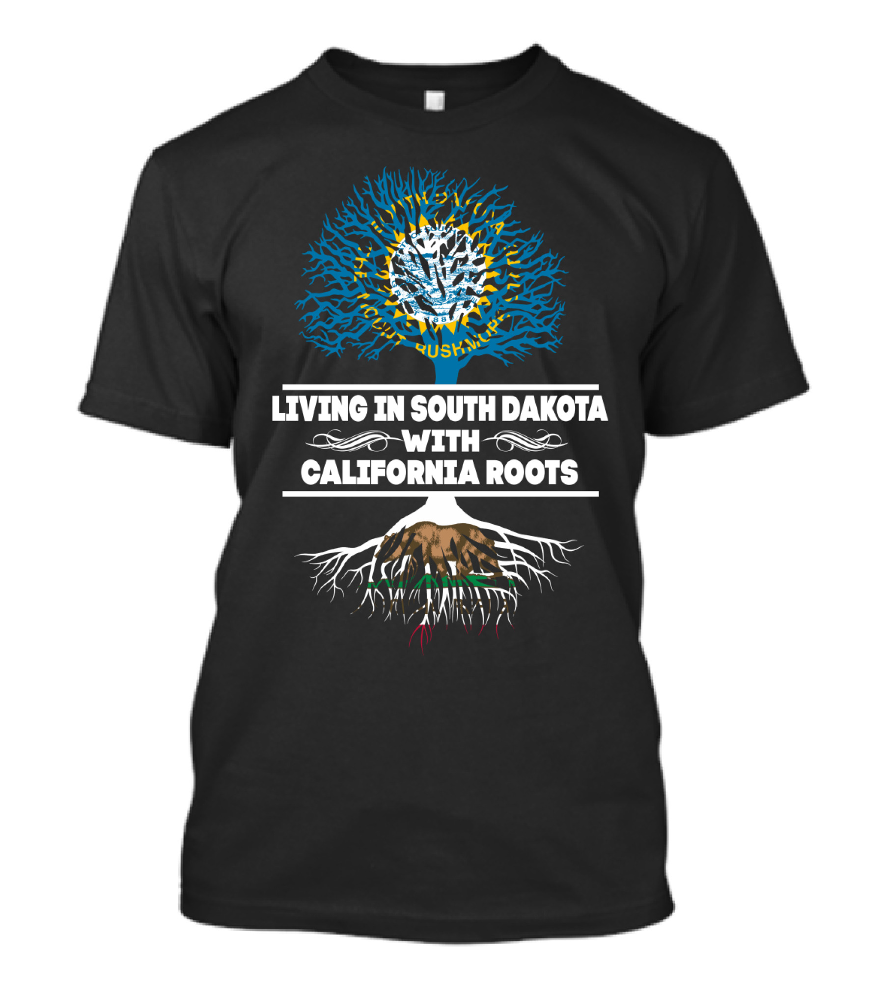 South Dakota Living California Roots Tree State Flags Symbolism T-Shirt