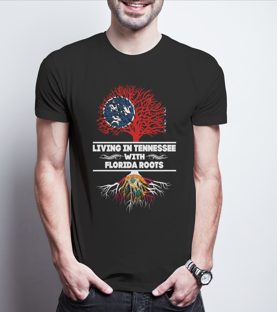 Tennessee Life With Florida Heritage Symbolized By State Flags In Tree T-Shirt