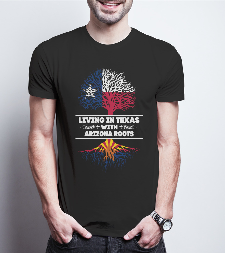 Lone Star State Living With Arizona Roots Tree Design Flag Colors T-Shirt