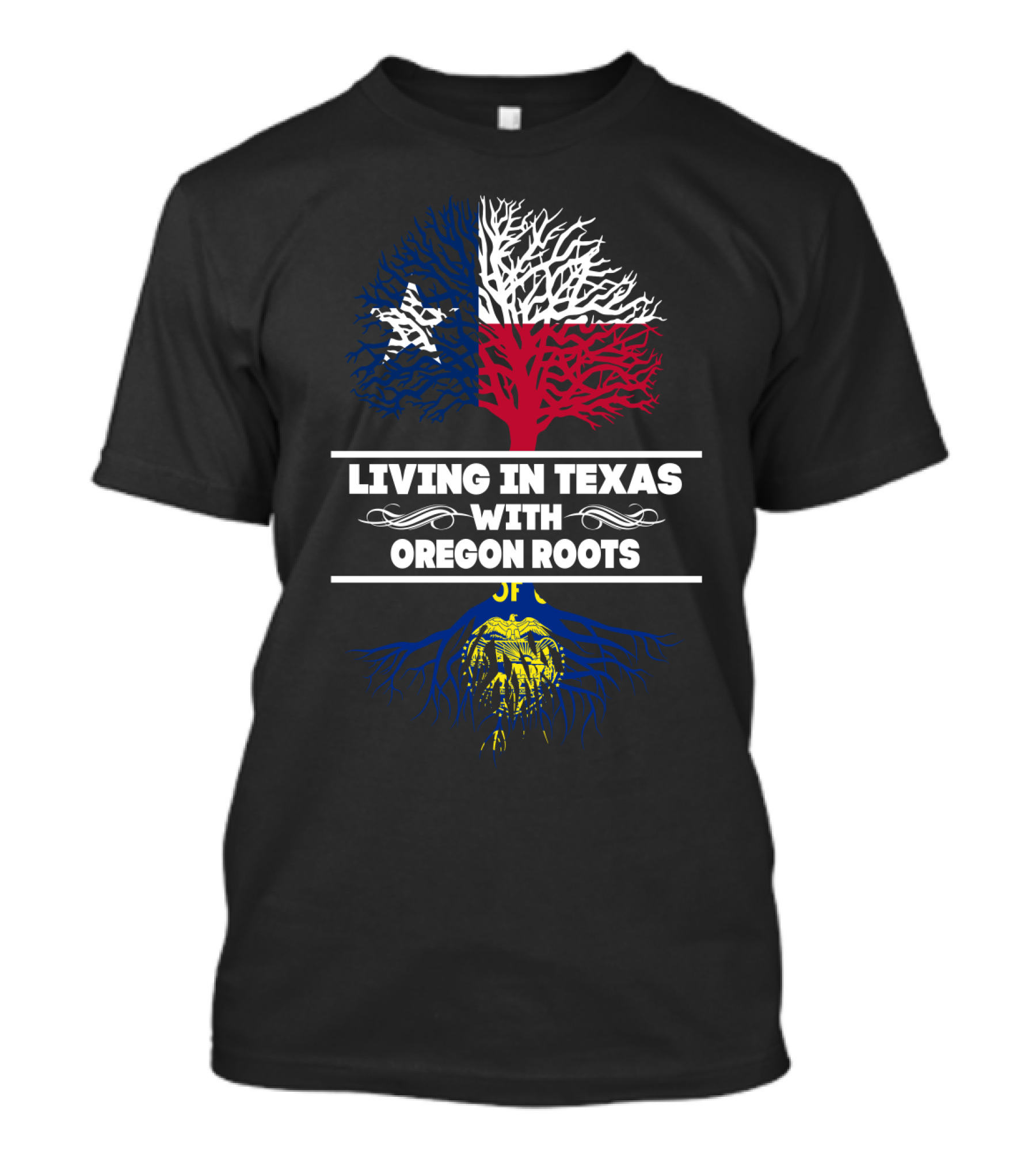 Texas Pride With Oregon Heritage: Celebrating Dual State Roots With Iconic Tree Symbolism T-Shirt