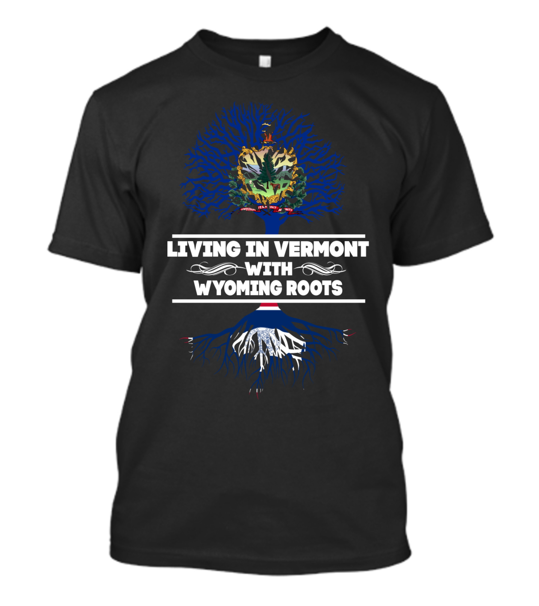 Vermont Living Wyoming Roots Vermont Coat Arms Tree T-Shirt