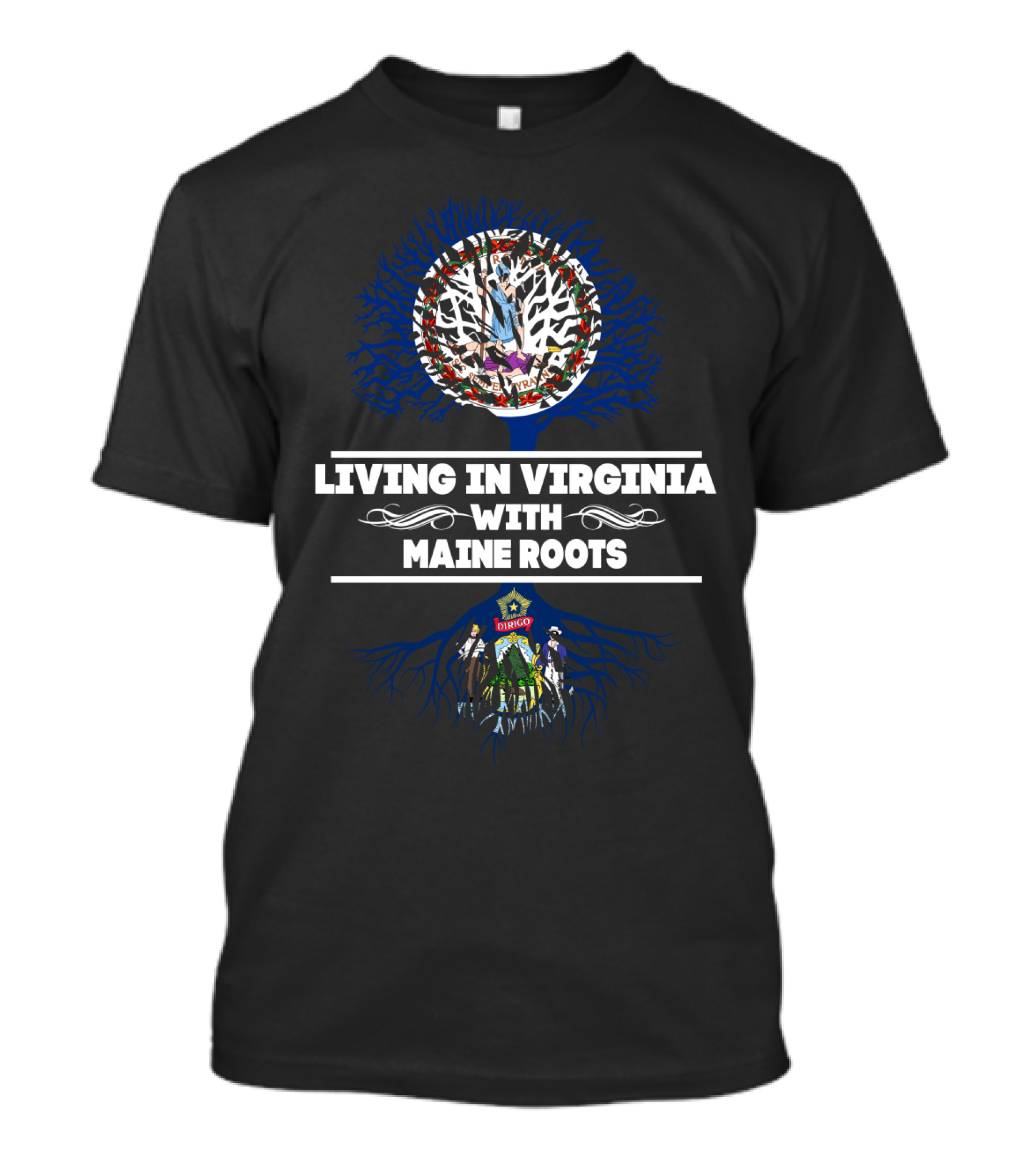 Virginia Living Maine Roots State Pride Connection Tree T-Shirt