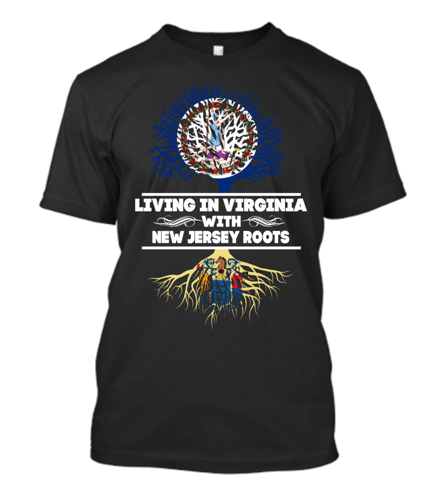 Living In Virginia With New Jersey Roots Tree Symbolism T-Shirt