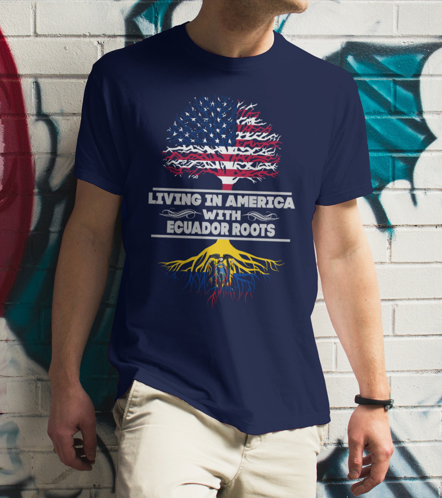 Living IN America With Ecuador Roots USA Flag Tree T-Shirt