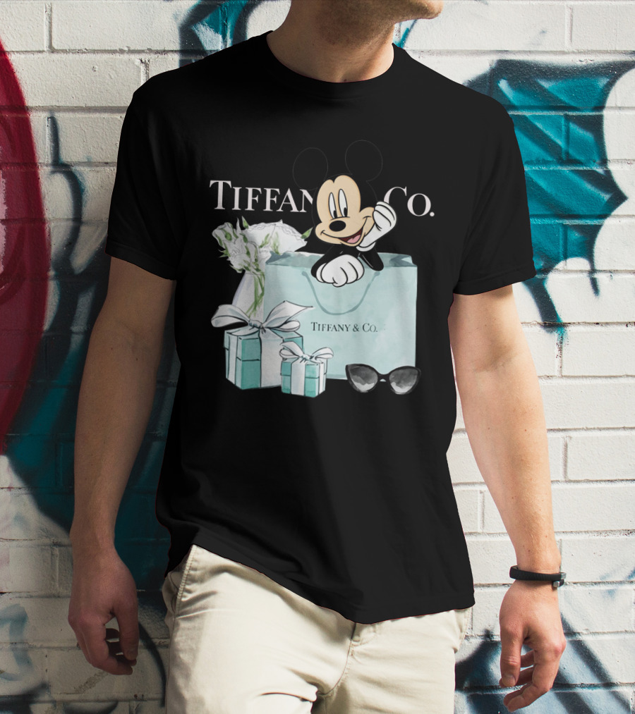 Tiffany And Co Mickey Mouse With Gift Boxes And Flowers T-Shirt