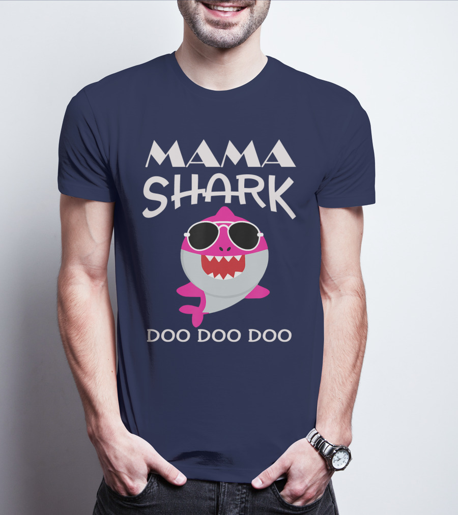 Mama Shark Doo Doo Doo Sunglasses Cartoon T-Shirt