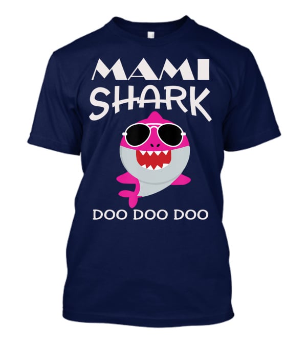 Mami Shark Doo Doo Doo Sunglasses Pink Cartoon T-Shirt