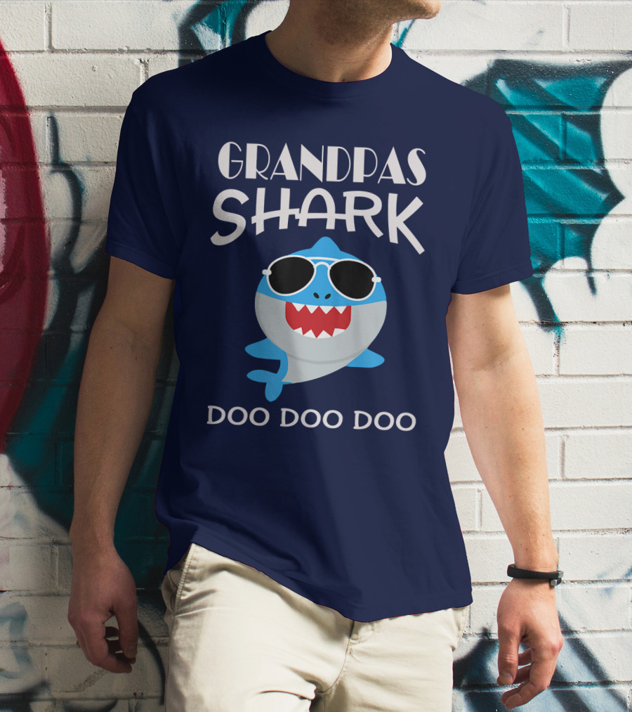 Grandpas Shark Doo Doo Doo Sunglasses Cartoon T-Shirt