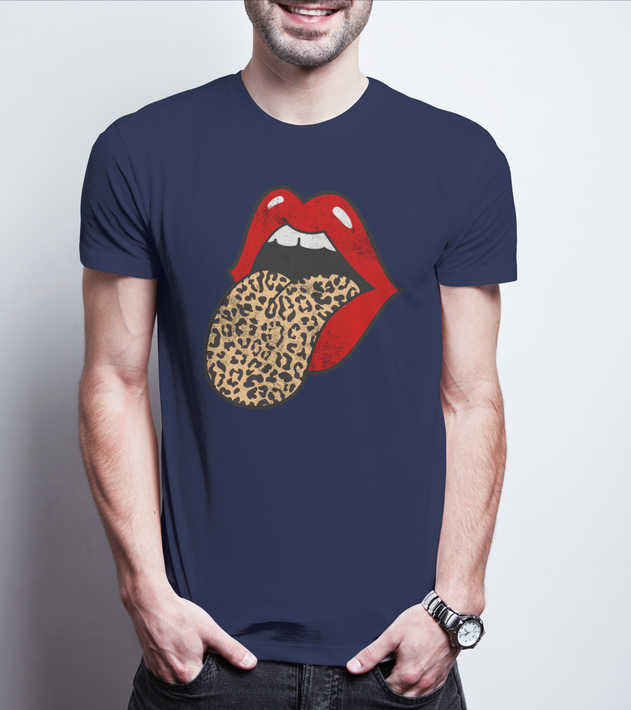 Red Lips Leopard Tongue Trendy Animal ASM T-Shirt