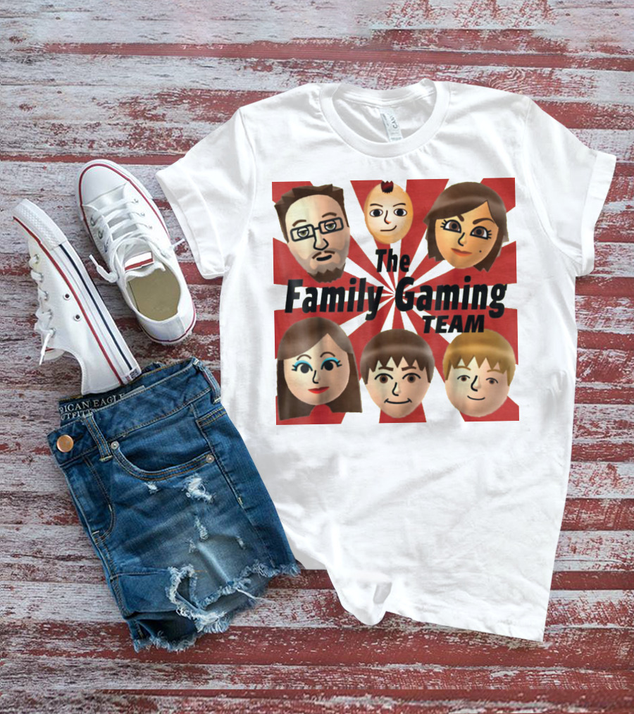Family Gaming Team Characters With Text Burst T-Shirt