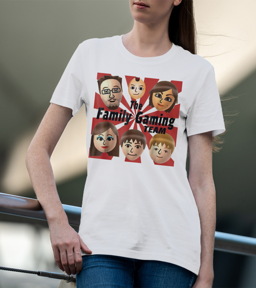 Family Gaming Team Characters With Text Burst T-Shirt