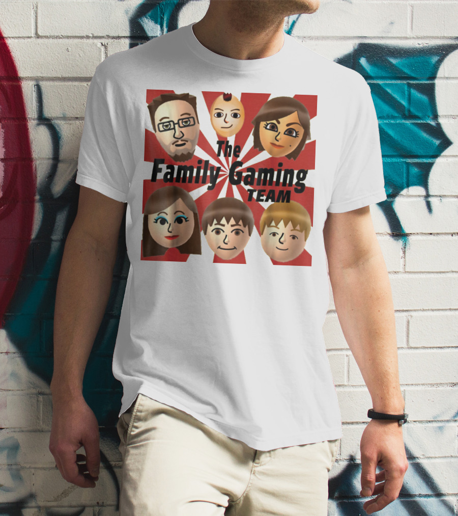 Family Gaming Team Characters With Text Burst T-Shirt