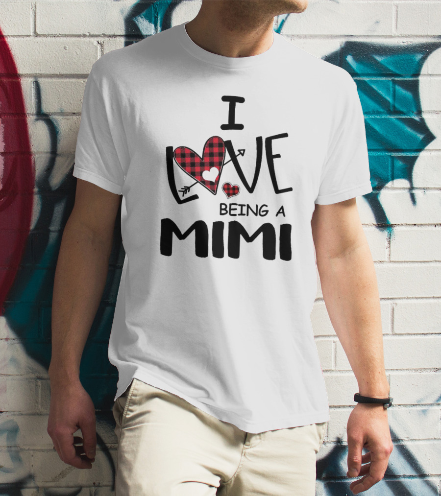 I Love Being A Mimi Heart Arrow Plaid T-Shirt