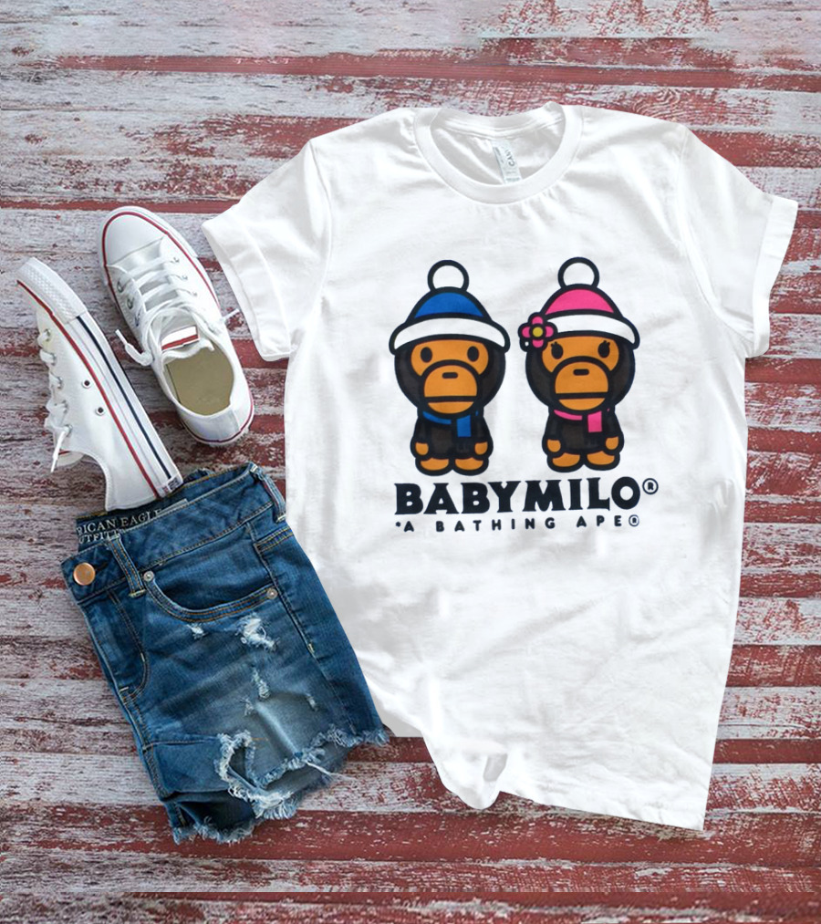 BABY MILO A BATHING APE Blue And Pink Winter Outfits T-Shirt