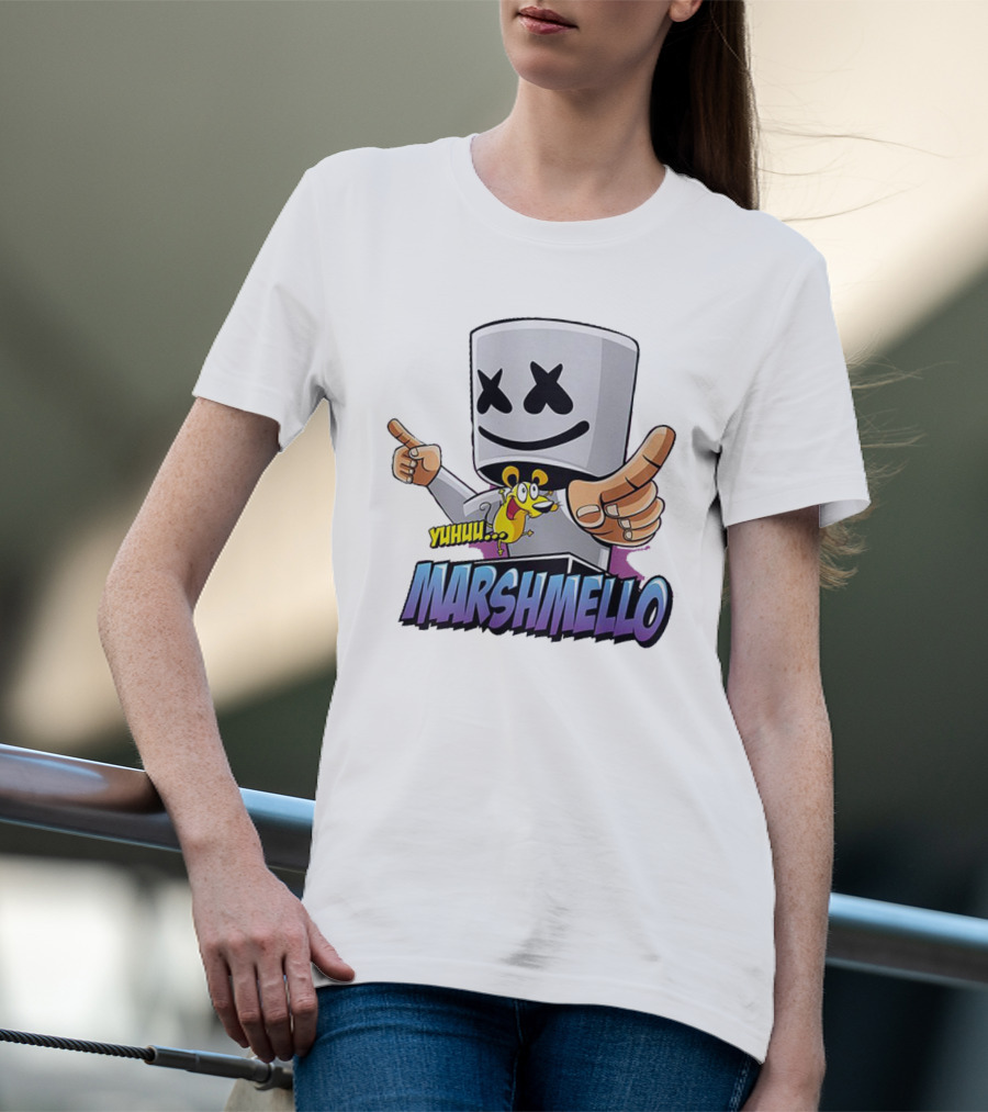 Marshmello Yuhuuu Cartoon Styled Short Sleeve T-Shirt