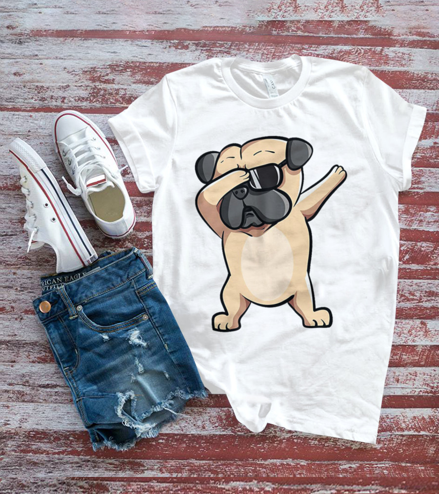 Cool Dabbing Pug With Sunglasses Cute Funny Dog Dab AZP T-Shirt