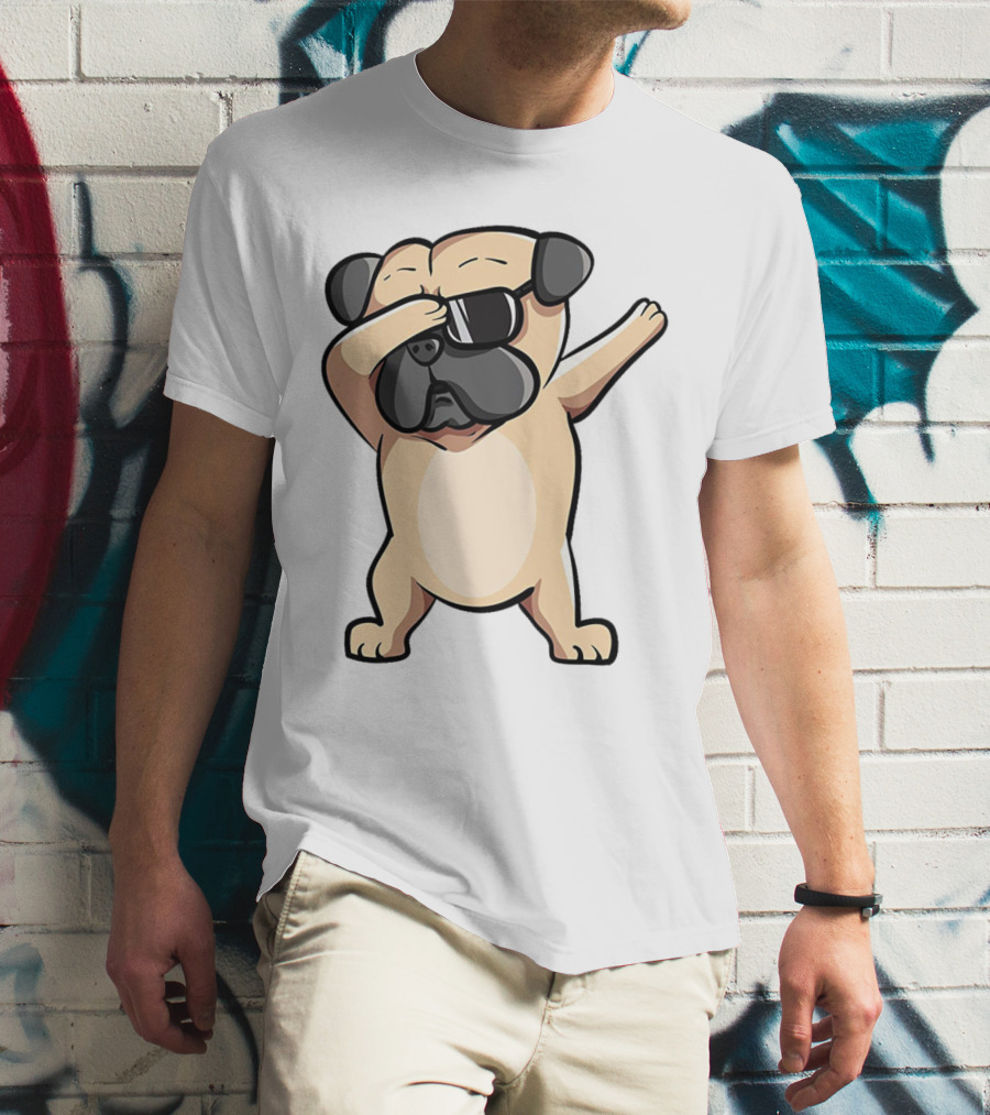 Cool Dabbing Pug With Sunglasses Cute Funny Dog Dab AZP T-Shirt