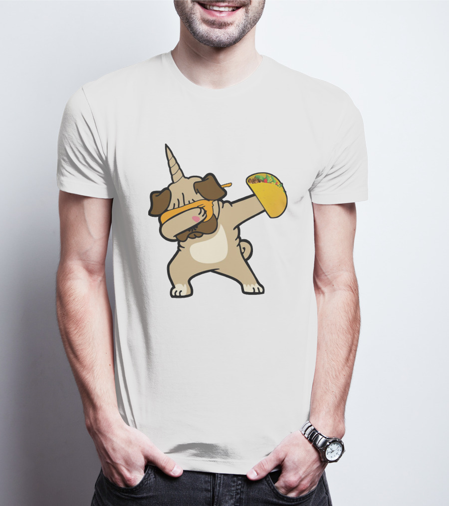 Dabbing Pugicorn With Taco Mexican Style Fun T-Shirt