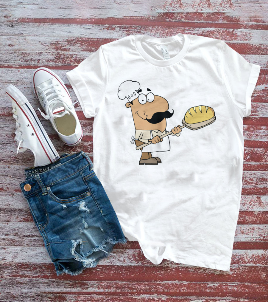Hispanic Cartoon Bread Maker Man With Chef Hat And Loaf On Paddle T-Shirt