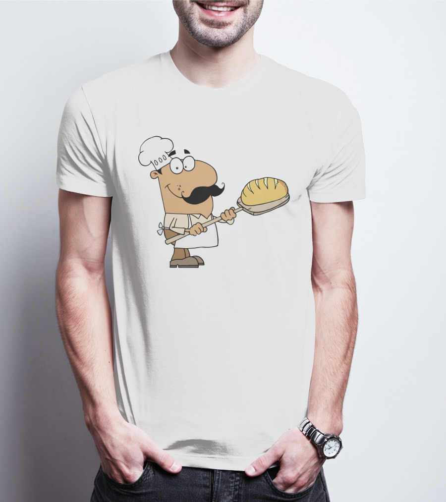 Hispanic Cartoon Bread Maker Man With Chef Hat And Loaf On Paddle T-Shirt