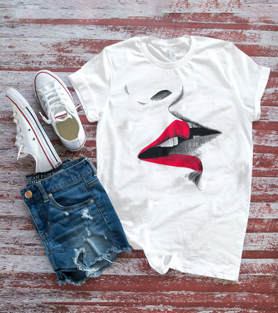 Good Morning I Love You Cool Red Lips T-Shirt