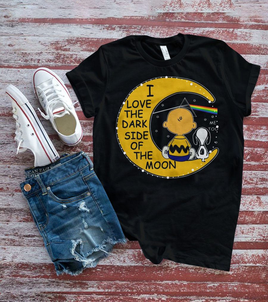 I Love The Dark Side Of The Moon Charlie Brown Snoopy Rainbow Prism Moon T-Shirt