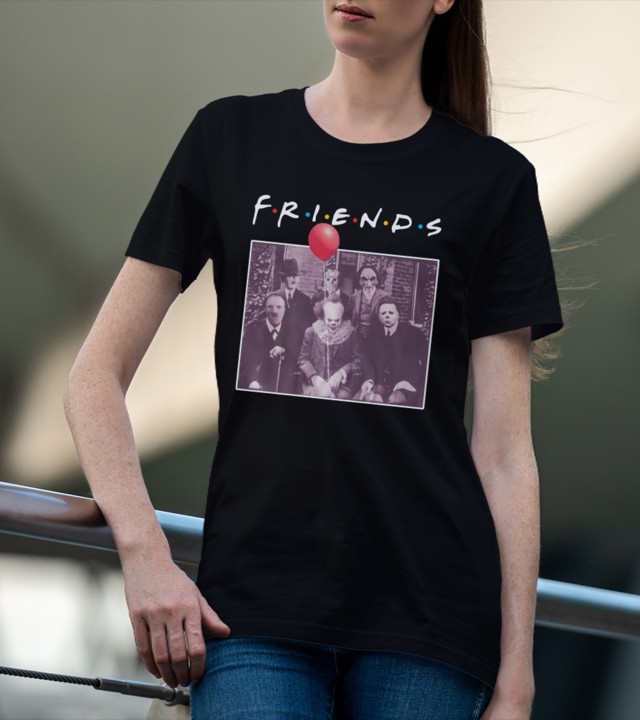 Horror Movie Characters Iconic Friends TV Show Parody Featuring Red Balloon T-Shirt