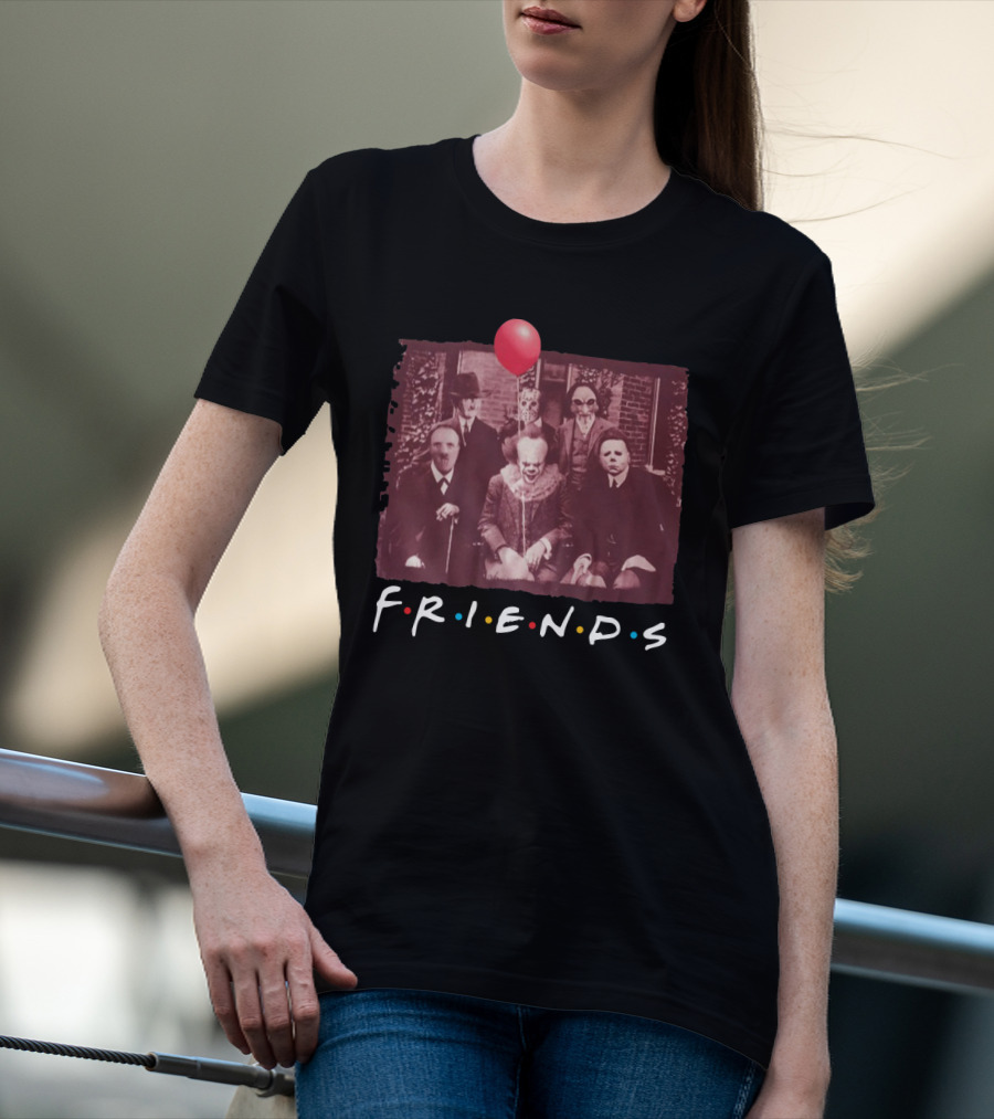 Pennywise Hannibal Lecter Michael Myers Freddy Krueger Jason Voorhees Billy Vintage Horror Friends Parody Balloon T-Shirt