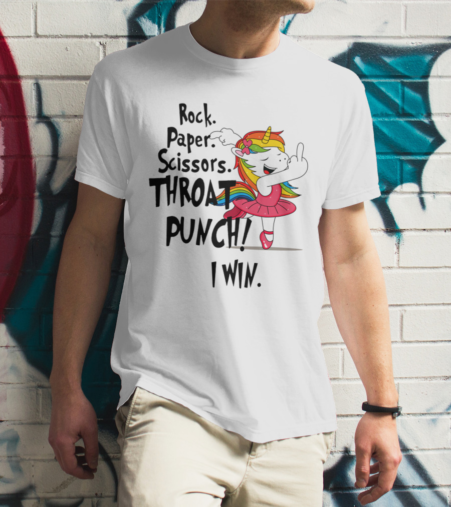 Unicorn Ballet Rock Paper Scissors Throat Punch I Win T-Shirt