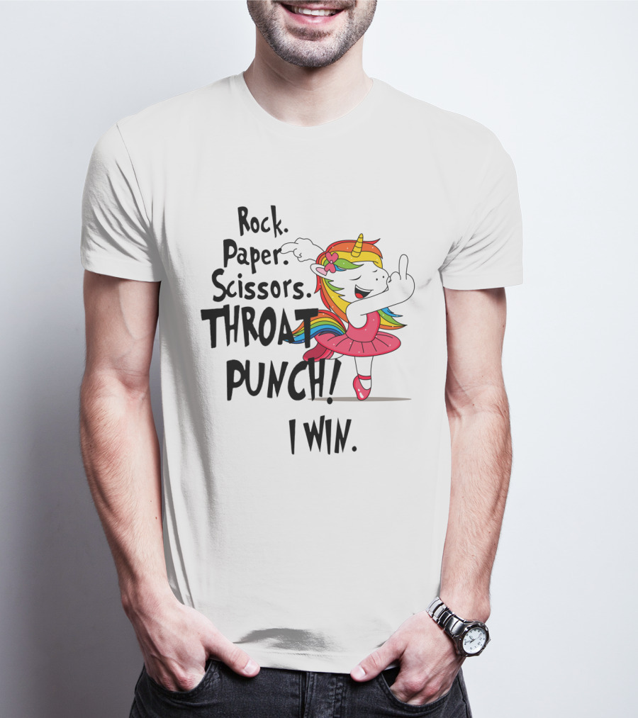 Unicorn Ballet Rock Paper Scissors Throat Punch I Win T-Shirt