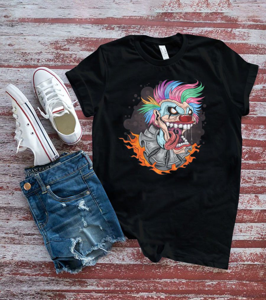 Clown Joker Smile With Unicorn Hair And Fiery Collar T-Shirt