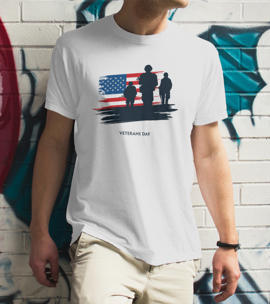 Veterans Day USA Flag With Soldier T-Shirt