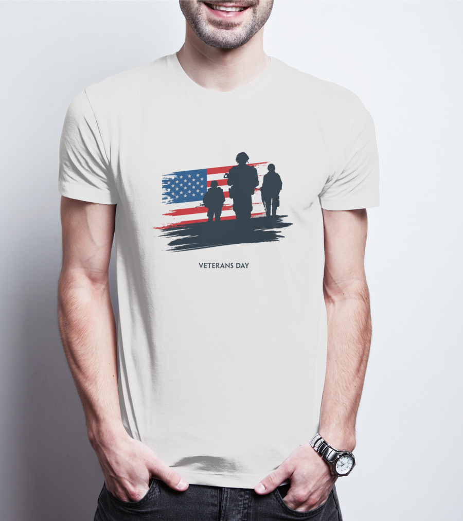 Veterans Day USA Flag With Soldier T-Shirt