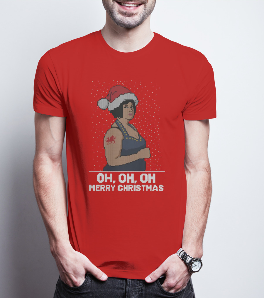 Oh Oh Oh Merry Christmas Santa Hat Tattoo T-Shirt