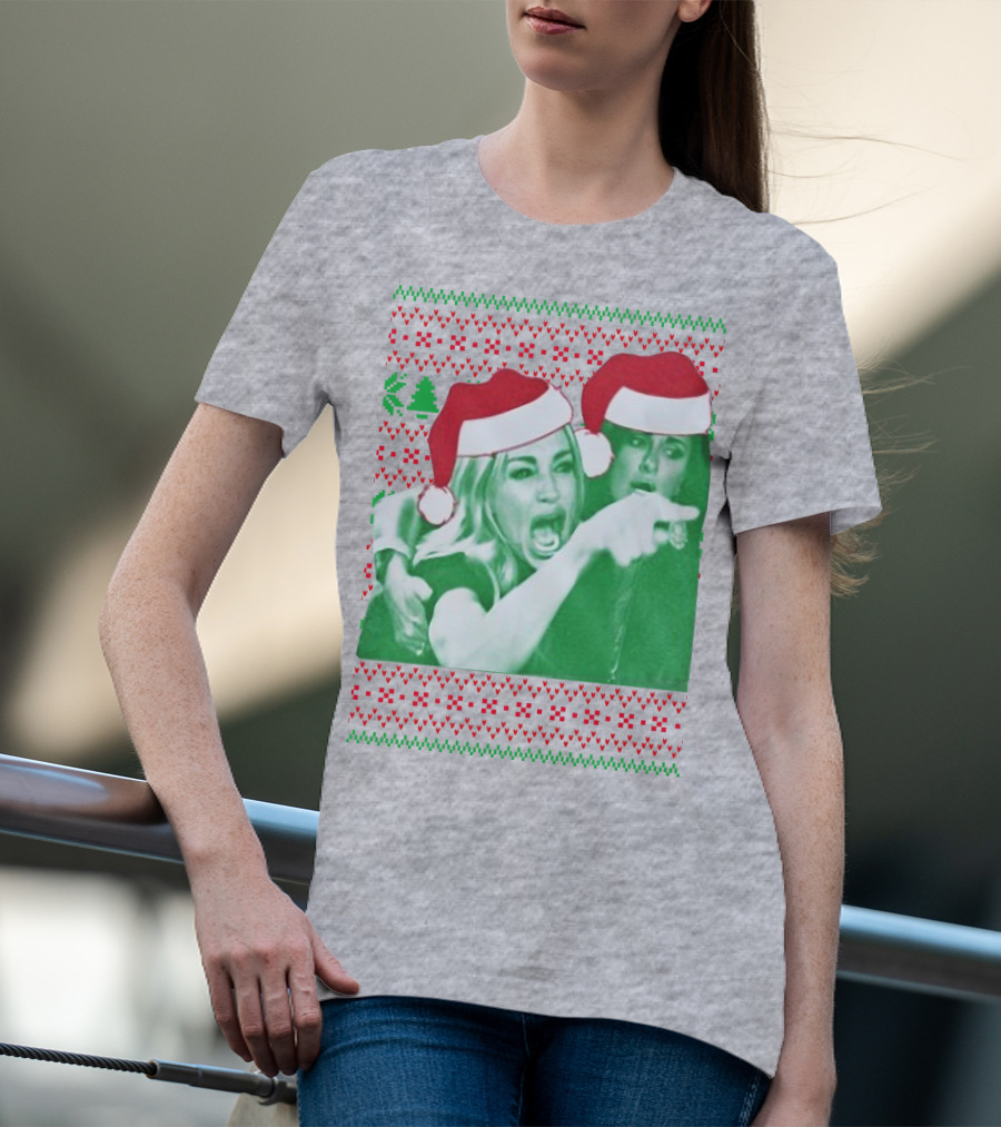 Woman Yelling At Cat Meme Christmas Santa Hats Raglan T-Shirt
