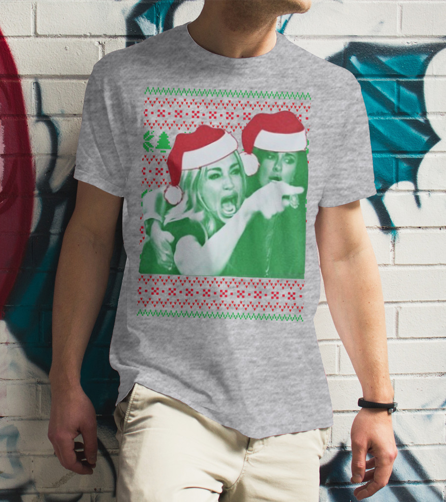 Woman Yelling At Cat Meme Christmas Santa Hats Raglan T-Shirt