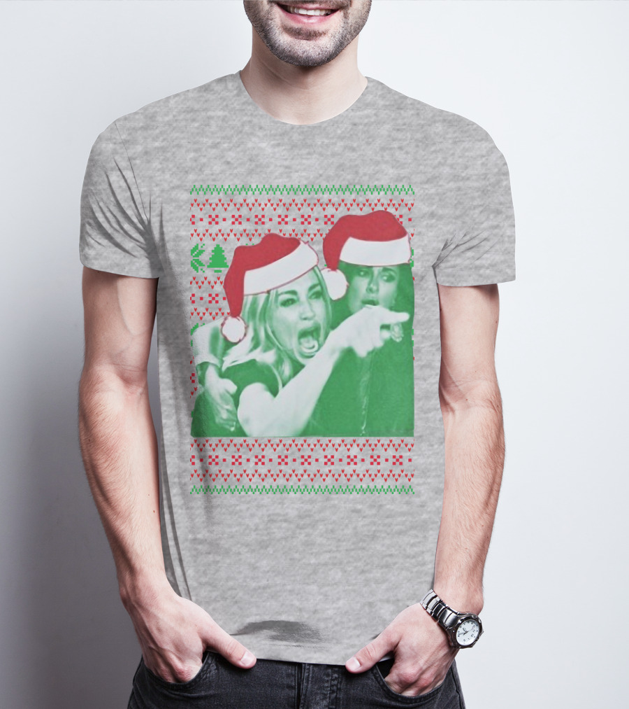 Woman Yelling At Cat Meme Christmas Santa Hats Raglan T-Shirt