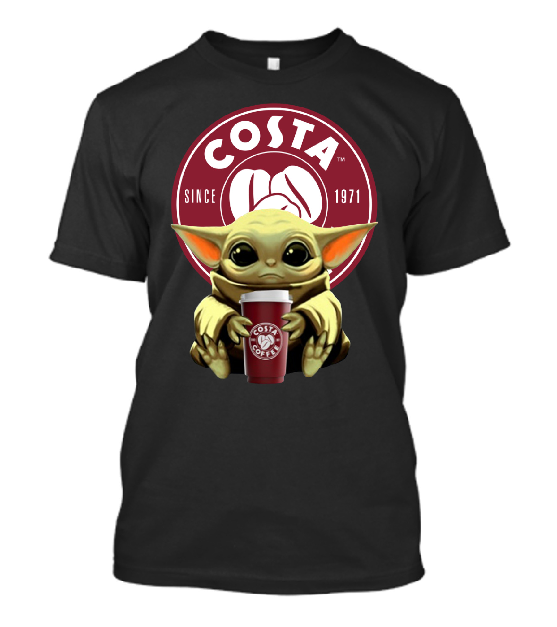 Baby Yoda Holding Costa Coffee Cup Since 1971 T-Shirt