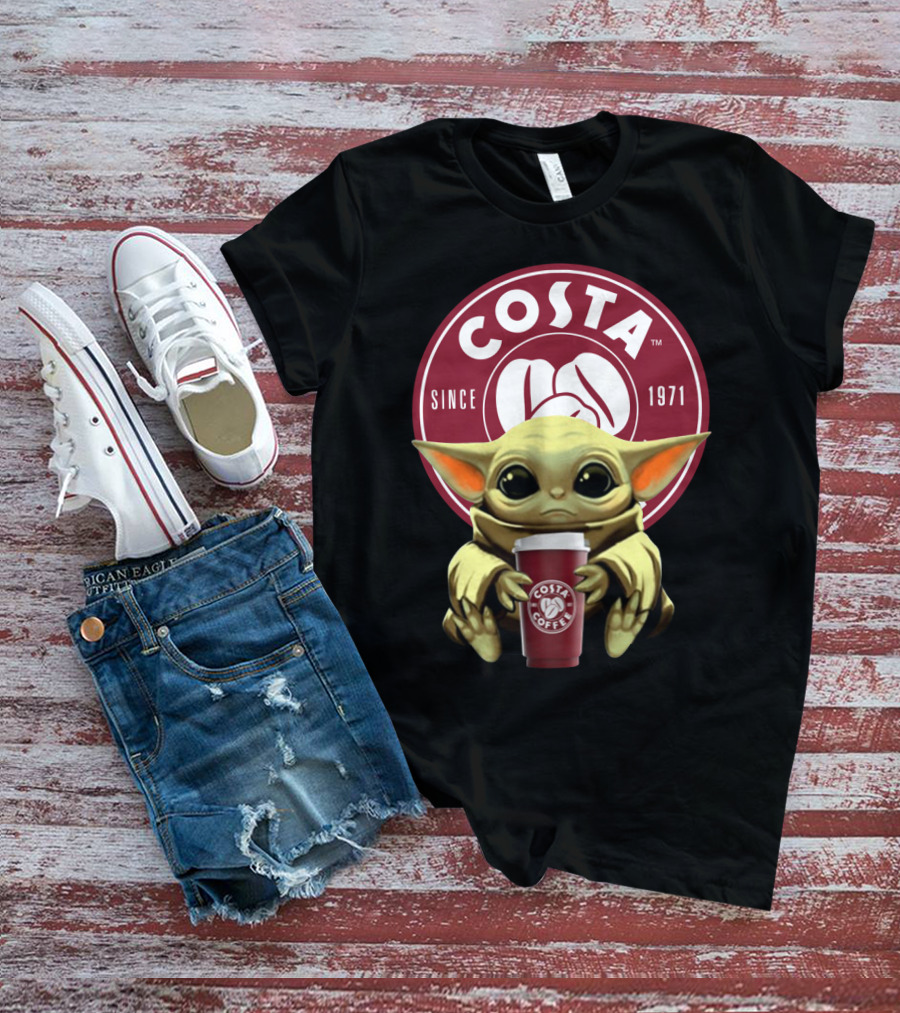 Baby Yoda Holding Costa Coffee Cup Since 1971 T-Shirt