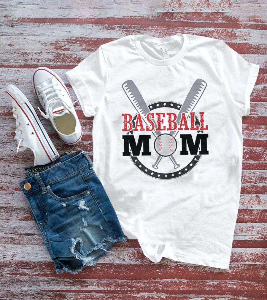 Baseball Mom Crossbats Star Circle T-Shirt