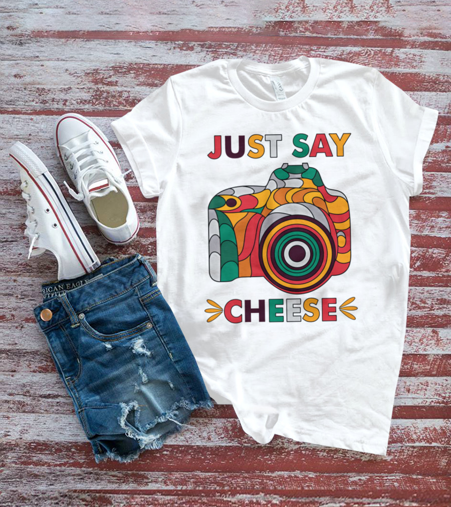 Just Say Cheese Colorful Camera T-Shirt