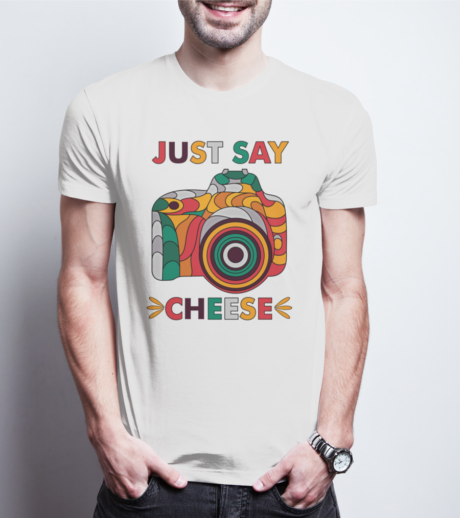 Just Say Cheese Colorful Camera T-Shirt