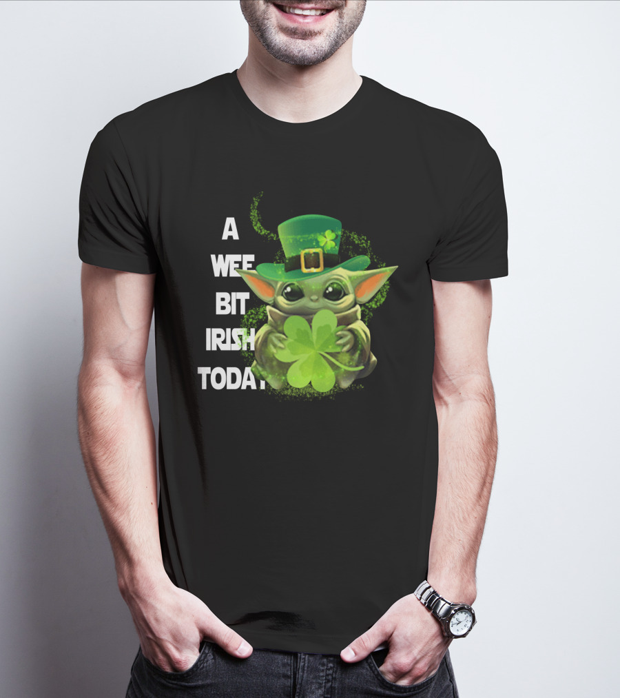 Baby Yoda A Wee Bit Irish Today Shamrock Fedora T-Shirt