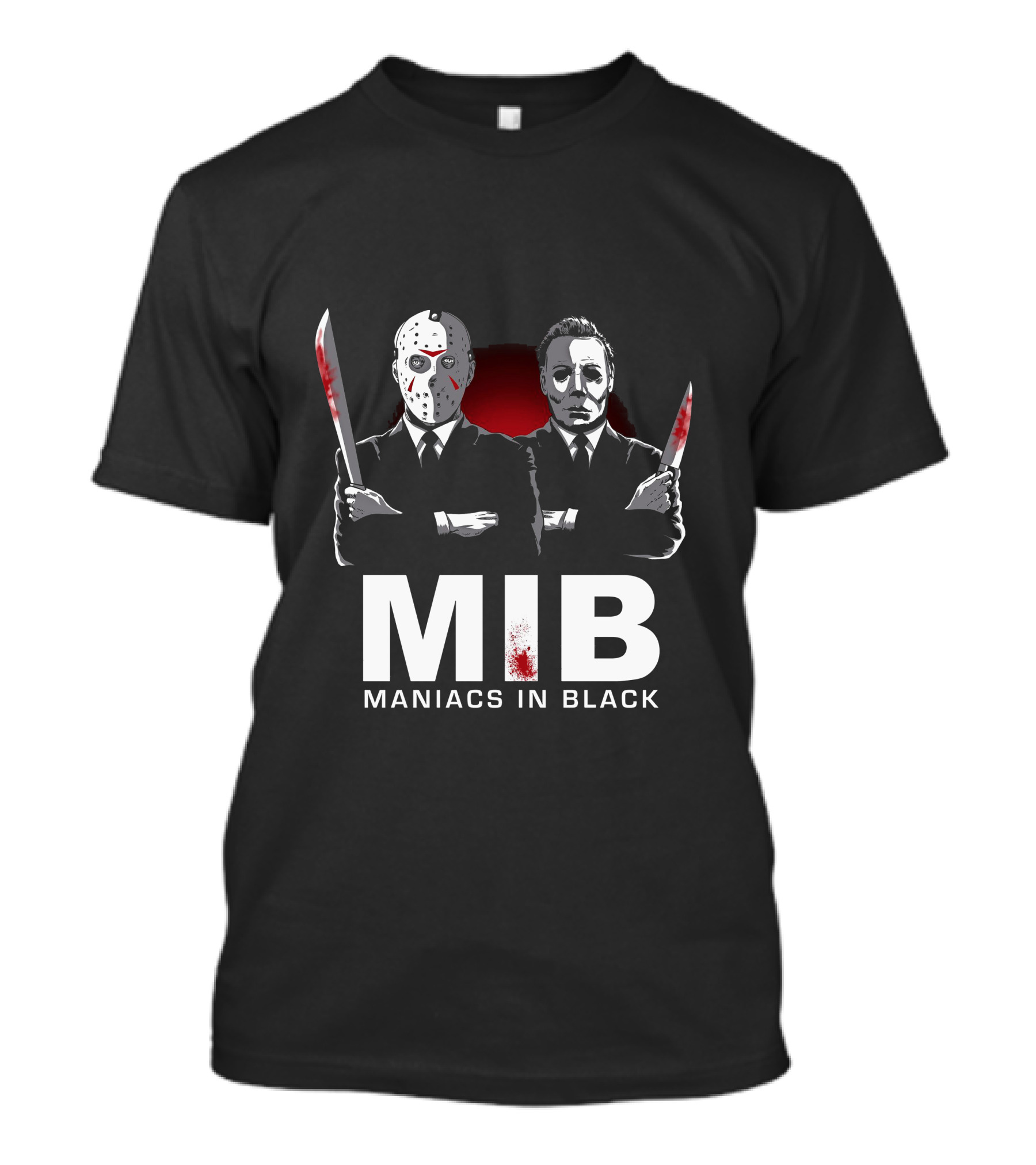 MIB Maniacs In Black Jason Voorhees Michael Myers Horror Crossover T-Shirt