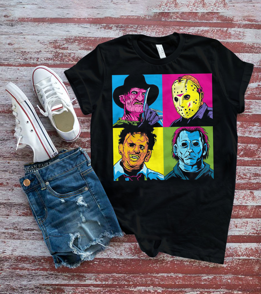 Freddy Krueger Jason Voorhees Leatherface Michael Myers Horror Movie Pop T-Shirt