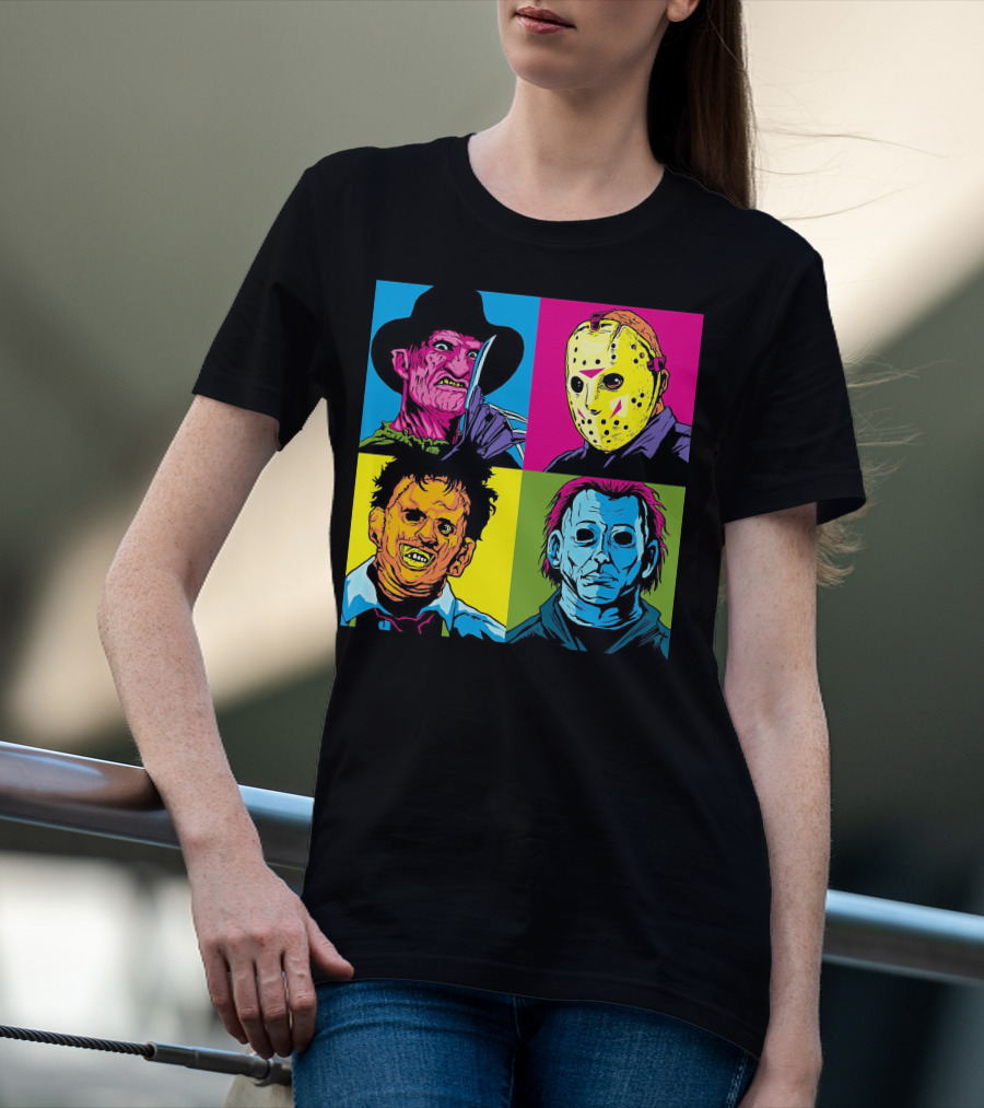 Freddy Krueger Jason Voorhees Leatherface Michael Myers Horror Movie Pop T-Shirt