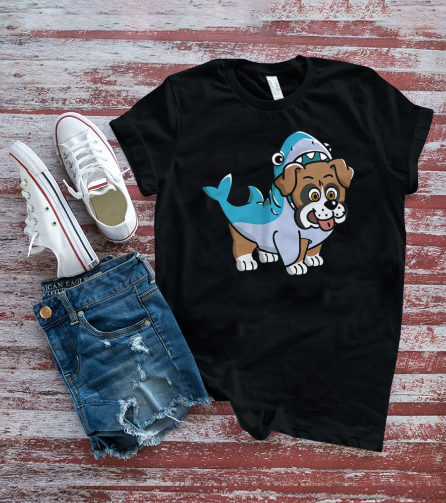 Friendly Boxer Dog In Shark Costume Playfully Walking T-Shirt