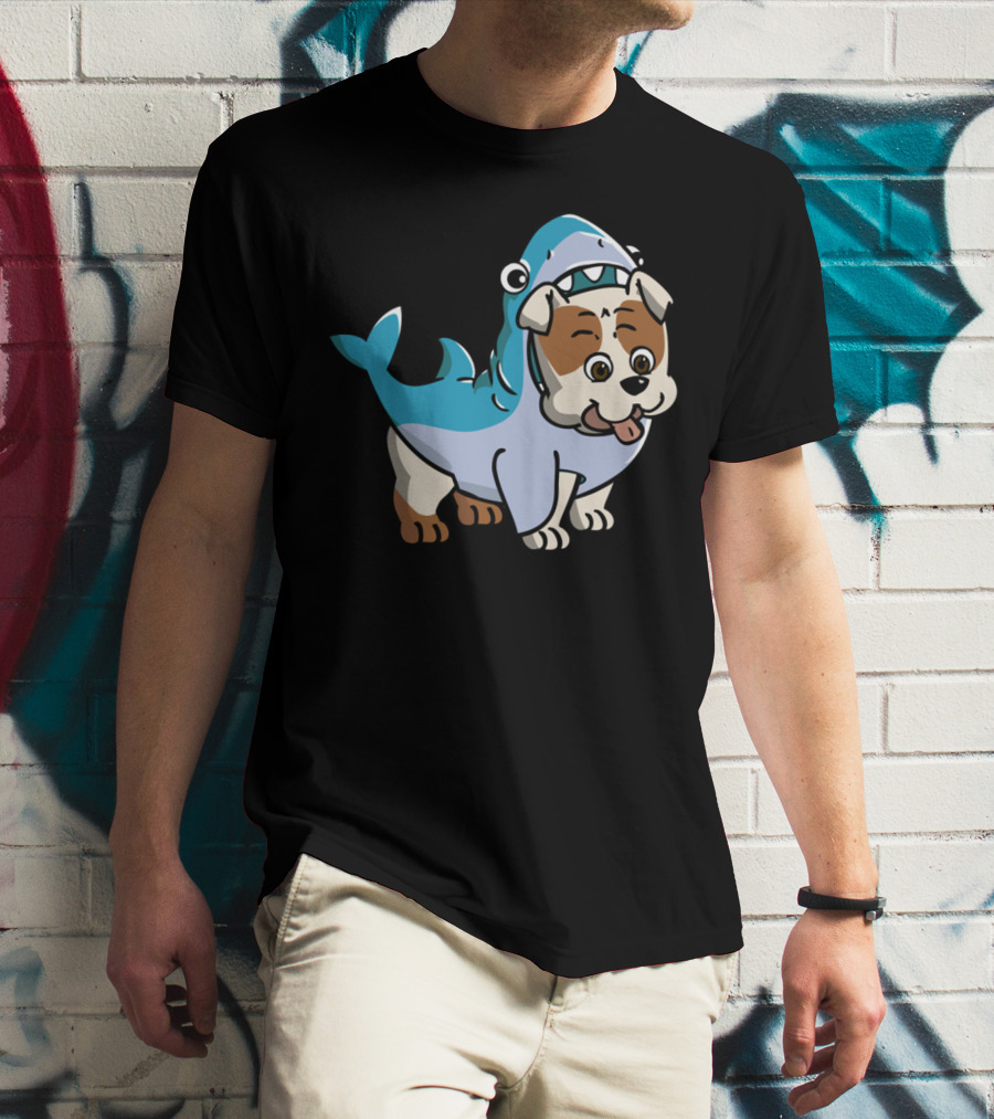 BULLDOG SHARK FUN COSTUME CARTOON T-Shirt